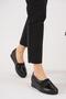 Ayfits Patent Leather Garnished Women's Genuine Leather Shoes Black Skin - 4