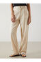 Beige Linen Blend Women's Pleated Trousers - 2