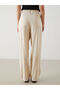 Beige Linen Blend Women's Pleated Trousers - 4
