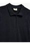 Cotton Zipper Detailed Short Sleeve Polo Neck T-Shirt - 3