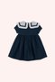 Baby Girl Wide Collar Skirt Flounce Navy Blue Dress - 4