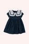 Baby Girl Wide Collar Skirt Flounce Navy Blue Dress - 2