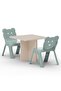 Modern Wooden Child Desk with 2 Plastic Chair - Sand Beige