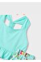 Girl's Printed Shorts and T-Shirt Set 3215 Turquoise - 3