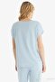 Women's Premium Short Sleeve Blue Pajamas Set C6T4N8O15 - 4