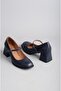 Seç 146 Genuine Leather Belted Heel Shoes (Heel Height: 5.5 cm) Dark Blue - 6