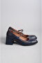 Seç 146 Genuine Leather Belted Heel Shoes (Heel Height: 5.5 cm) Dark Blue - 2