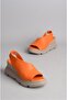 Select 7712 genuine leather wedge heel women's sandal orange - 6