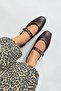 Jules Women's Belt Detail Leather Ballerinas Brown - 5