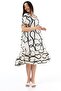 Women's Viscose Half Sleeve V-Neck Ruffle Dress Ecru - 2