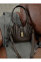 Women's Long Strap Shoulder and Crossbody Bag with Coffee Mini Lock Detail Makeup Bag - 3