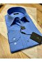 Slimfit Dark Blue Satin Long Collar Shirt - 4