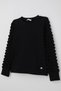 Girl's Long Sleeve T-Shirt with Rolled Sleeves Fabric Detail 8-14 Years, Black - 3