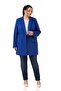 Large Size Mono Collar Ornamental Pocket Cover Cobalt Blue Unlined Women's Jacket - 5
