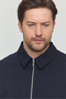 Men's Navy Blue Cotton Shirt Collar Jacket - 5