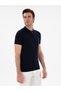 Navy Blue Slim Fit Zippered Polo Neck Knitwear T-Shirt 50309881-Vr033
