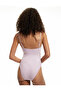 Strapless Swimsuit with Floral Appliqué Detail and Detachable Straps Draped - 3
