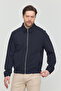 Men's Navy Blue Cotton Shirt Collar Jacket - 8