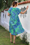 Blue-Green V-Neck Low Sleeve Allover Printed Casual Viscose Woven Dress 115 66 - 6