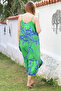 Green Skirt with Hidden Pocket, Ruffled Adjustable Straps, Casual Viscose Woven Dress 128 66 - 6