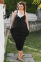 Black Strap Hidden Pocket Buckle Casual Linen Blended Woven Dress 135 58 - 2