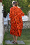 Orange Judge Collar Buttoned Long Sleeve Hidden Pocket Casual Viscose Woven Dress 125 65 - 4