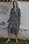 Dark Gray Judge Collar Buttoned Long Sleeve Hidden Pocket Casual Viscose Woven Dress 125 65 - 5