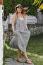 Gray Strappy Casual Linen Blend Woven Dress with Hidden Pockets and Buckle 135 58 - 2