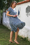 Blue V-Neck Low Sleeve Allover Printed Casual Viscose Woven Dress 115 66 - 6