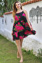 Black-Pink Skirt Ruffled Adjustable Straps Allover Printed Casual Viscose Woven Dress 105 66 - 2