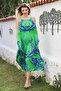 Green Skirt with Hidden Pocket, Ruffled Adjustable Straps, Casual Viscose Woven Dress 128 66 - 2