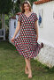 Black-Pink V-Neck Low Sleeve Allover Printed Casual Viscose Woven Dress 115 66 - 5