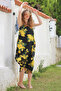 Black-Yellow Hidden Pocket Skirt Ruffled Adjustable Strap Casual Viscose Woven Dress 128 66 - 5