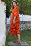 Orange Judge Collar Buttoned Long Sleeve Hidden Pocket Casual Viscose Woven Dress 125 65 - 8