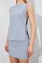 Women's Gray Side Tie Polyviscon Blouse and Skirt Suit - 8