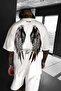 Men's Ecru White Freedom Wing Printed Oversize Casual T-Shirt