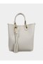 Women's Wide Leather Short Hand Holding Long Logo Detailed Strap Gray1 Shoulder Bag Ew 000362   Af12036-M1051