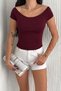 Women's Burgundy Standard Size Knitwear Crop Blouse