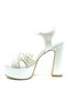 Feles Cross Stone Detailed 13 cm High Platform Heeled Stone Women's Evening Dress Shoes Sedef - 6