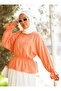 Elastic Blouse Shirt with Waist and Cuffs - Salmon -