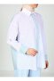 Color Blocked Blouse / Shirt - Blue Striped-White - Tavin - 4
