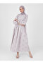Natural Fabric Lined Scallop Hijab Dress - Antique Lilac - - 3
