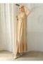 Pleated Skirt Scuba Crep Dress - Cream - Sahra Butik - 5