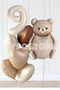 9 Years Old Retro Hearts Cream Number Caramel Bear Birthday Balloon Set