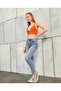 Hazel Laser Detail Snow Blue High Waist Skinny Jeans - 2