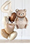 4 Years Old Retro Hearts Cream Number Caramel Bear Birthday Balloon Set