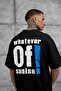 Men's T-Shirt with the Text of Sanise, Black, Oversize Printed, Crew Neck, Thick Cotton Fabric - 5