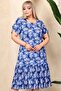 Square Neck Butterfly Pattern Short Sleeve Ruffle Shoulders Above Knee Midi Length Washable Stretchy Dress