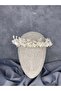إكسسوار شعر تاج الزفاف المطرز الكثيف من ديترا مع كريستال بيرليسسينت - 5