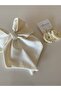 Off-White Ribbon Buckle and Straw Earrings Combination